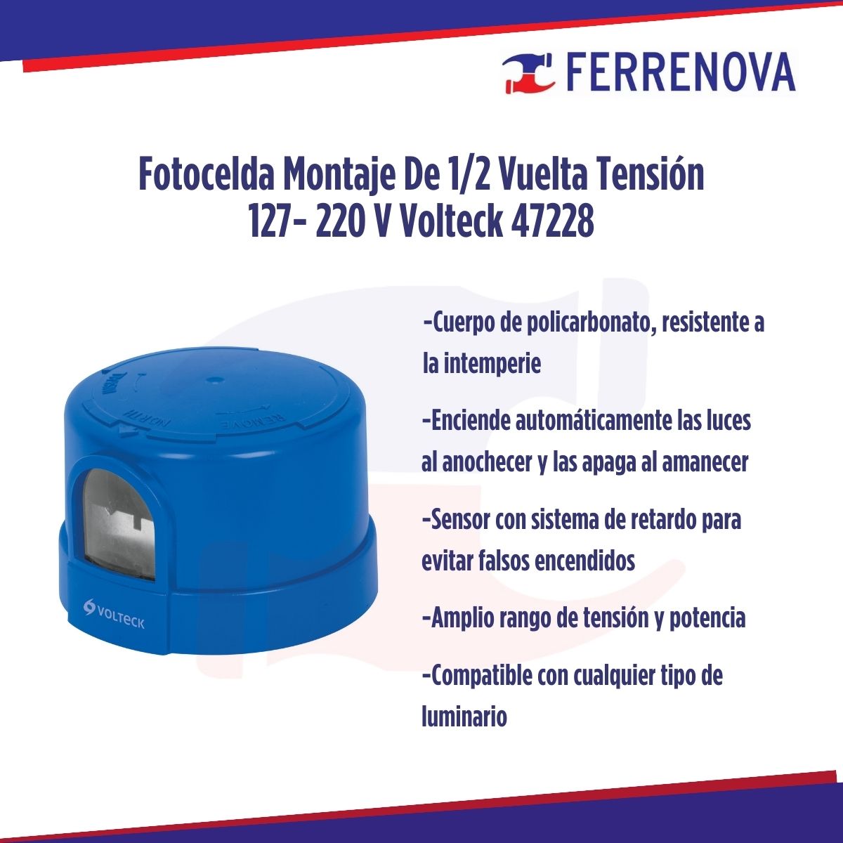 Fotocelda Montaje De 1/2 Vuelta Tensión 127- 220 V Volteck 47228