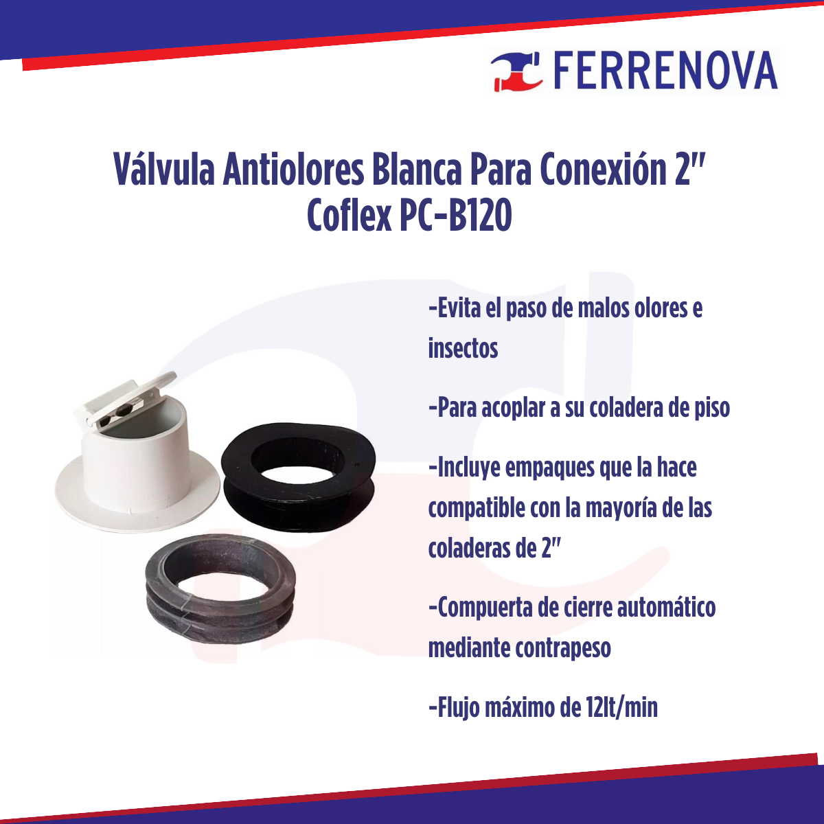 Válvula Antiolores Blanca Para Conexión 2" Coflex PC-B120