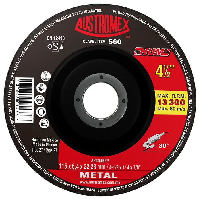 Disco Desbaste Metal 41/2"X1/4 Hum 560 Austromex