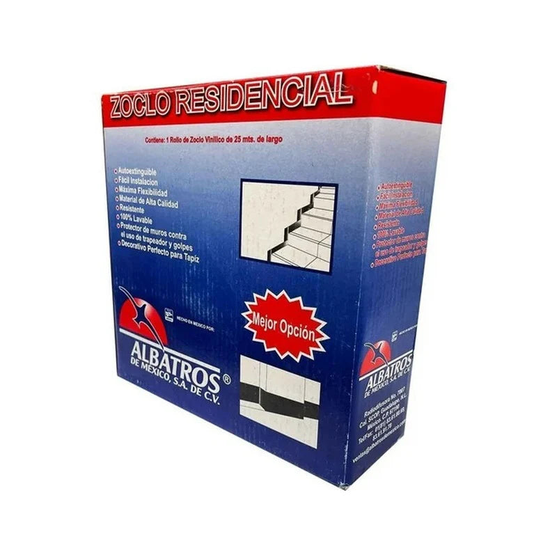 Zoclo Residencial Negro 7cm x 25Mts. 014-1 Albatros