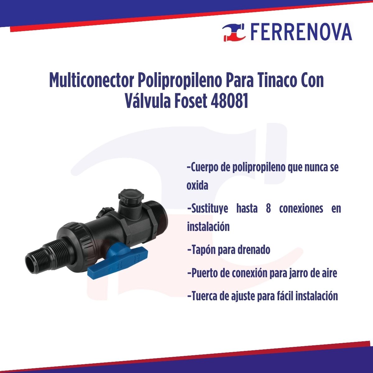 Multiconector Polipropileno Para Tinaco Con Válvula Foset 48081