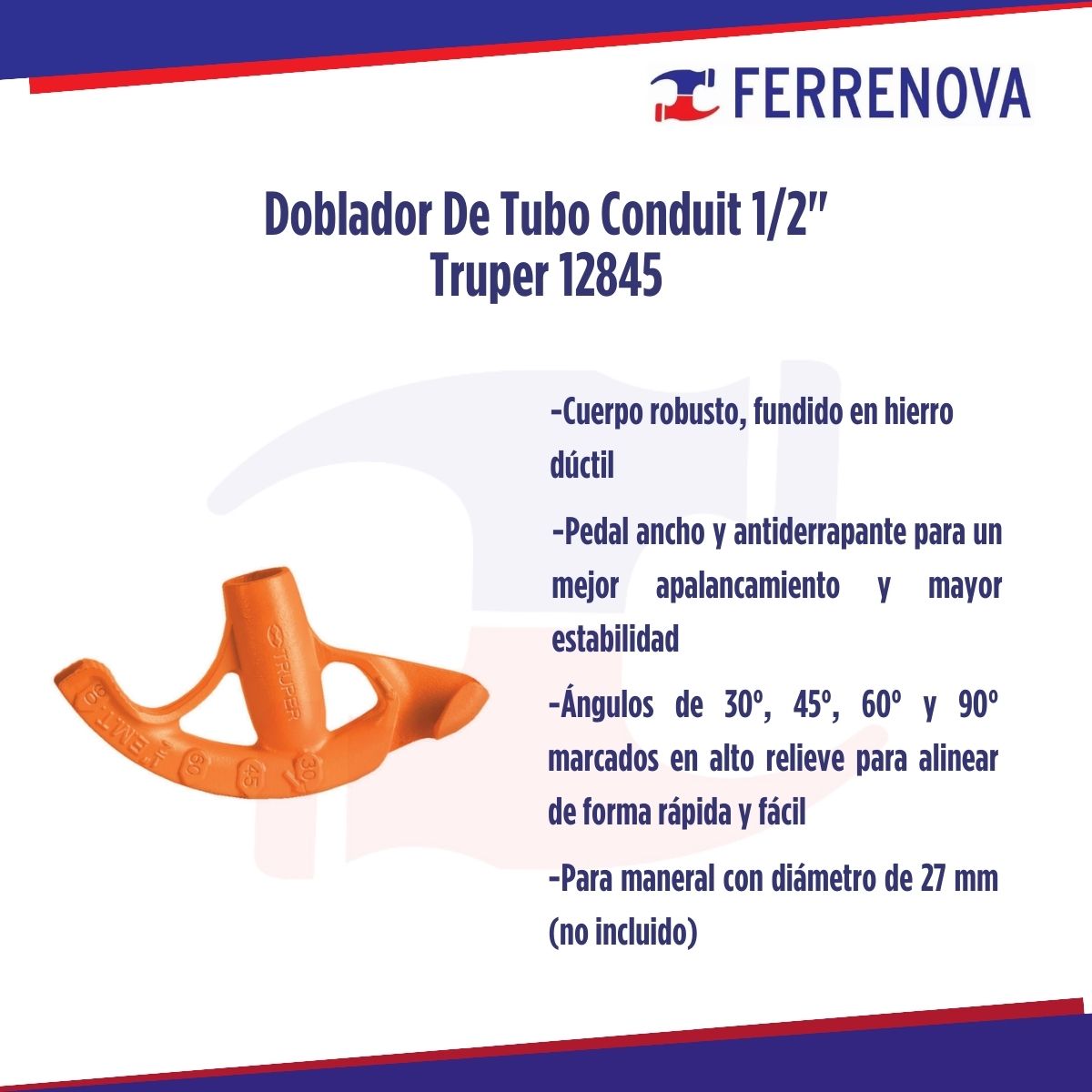 Doblador De Tubo Conduit 1/2" Truper 12845