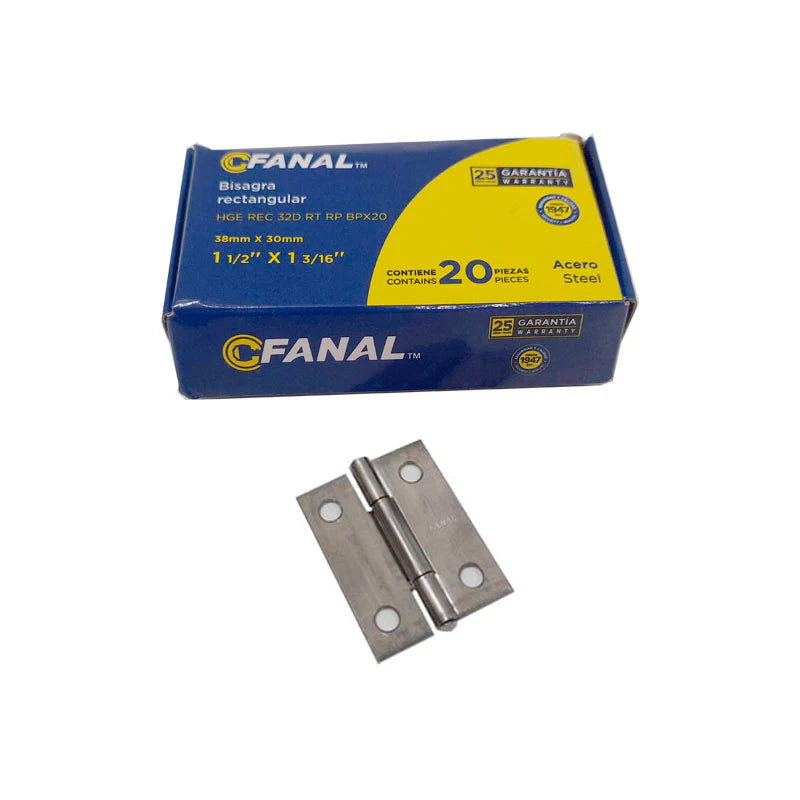 Bisagra Bimex perno remachado caja con 20 piezas Fanal B10A150