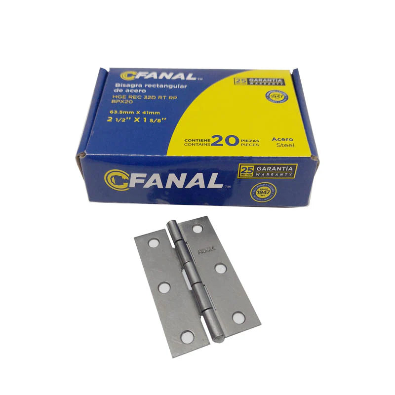 Bisagra bimex perno remachado caja de 20 piezas Fanal B10A250