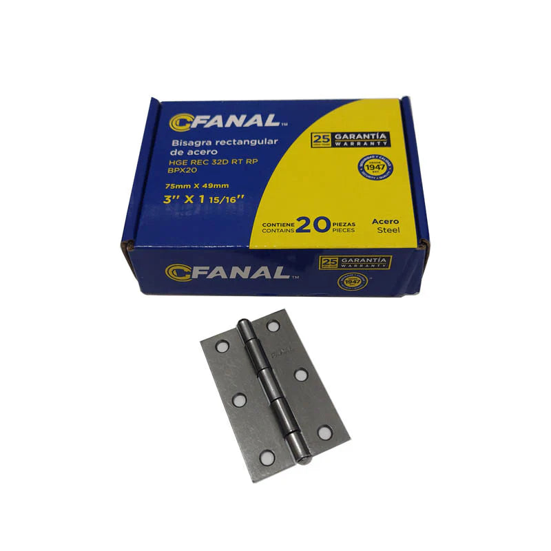 Bisagra bimex perno remachado caja de 20 piezas Fanal B10A300