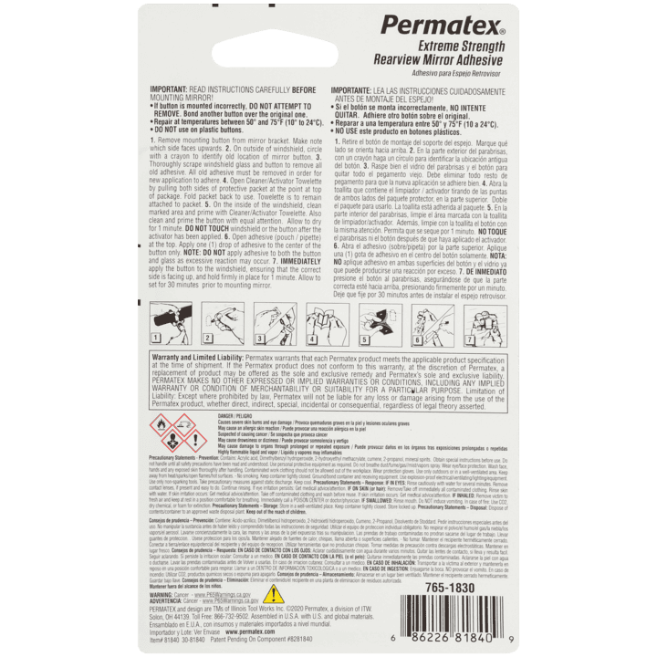 Adhesivo Para Espejo Retrovisor 81840 Permatex