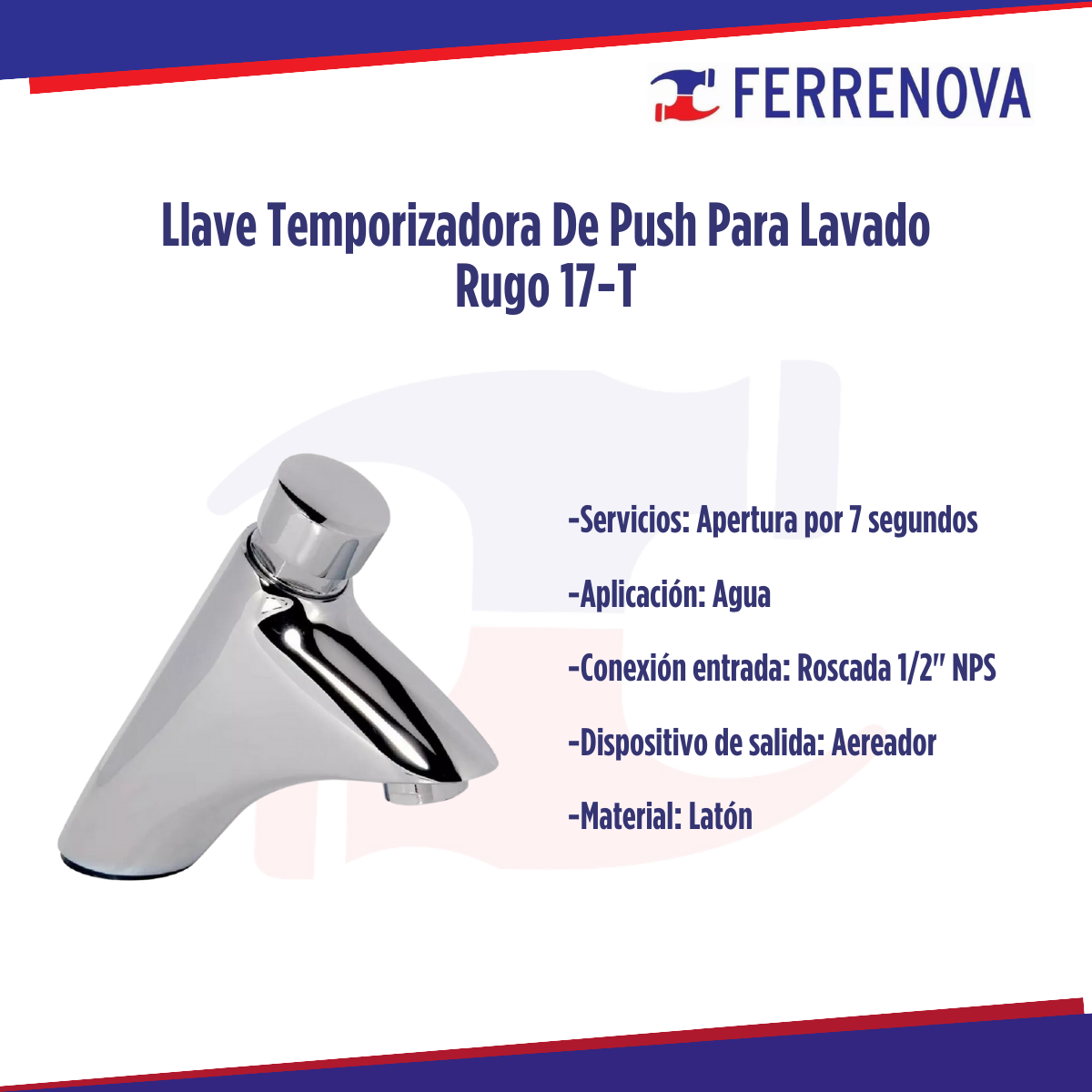 Llave Temporizadora De Push Para Lavado Rugo 17-T