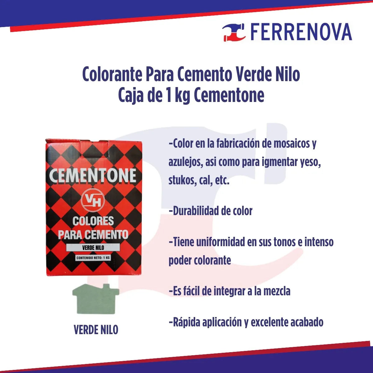 Colorante Para Cemento Verde Caja De 1kg Cementone