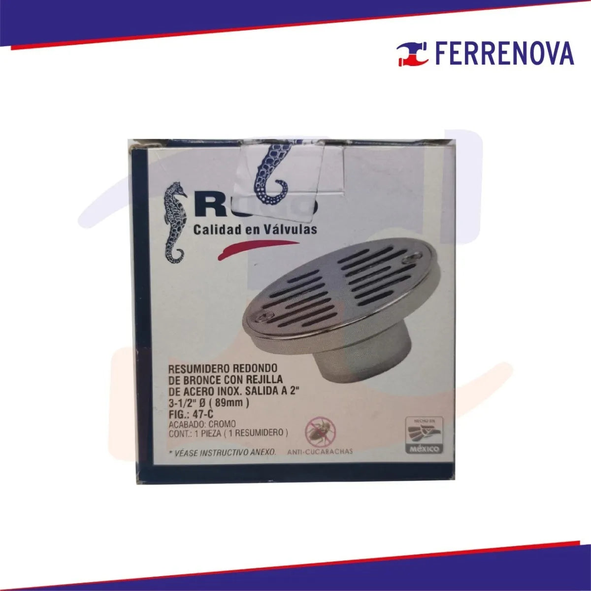 Resumidero Coladera Acero Inox Anticucarachas Rugo 47-C