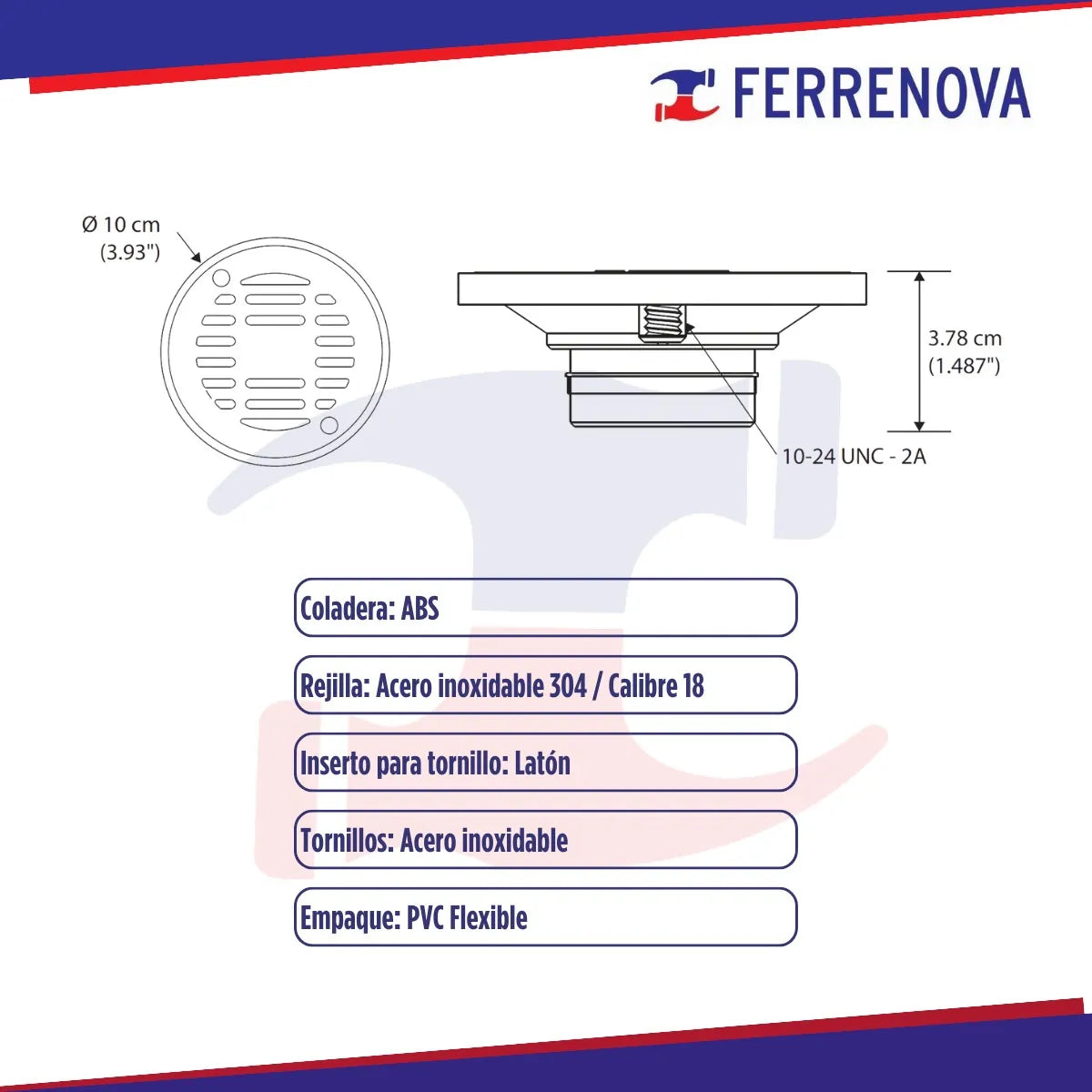 Coladera Redonda Con Rejilla Acero Inoxidable Coflex Pc-152