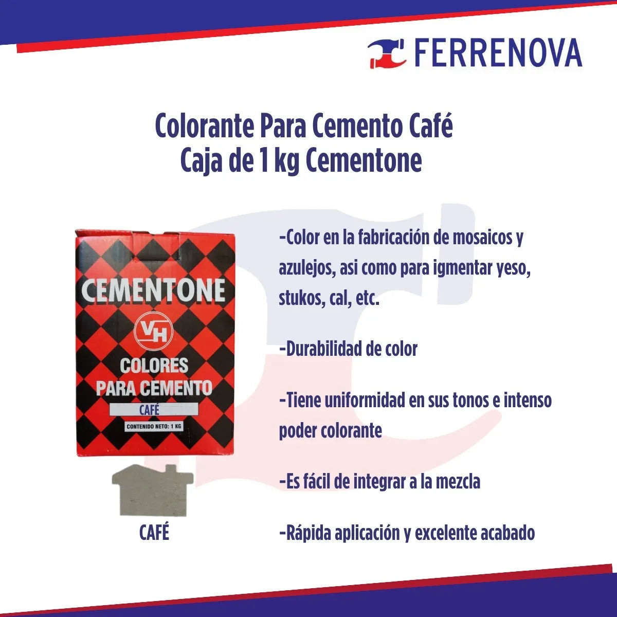 Colorante Para Cemento Cafe Caja De 1kg Cementone