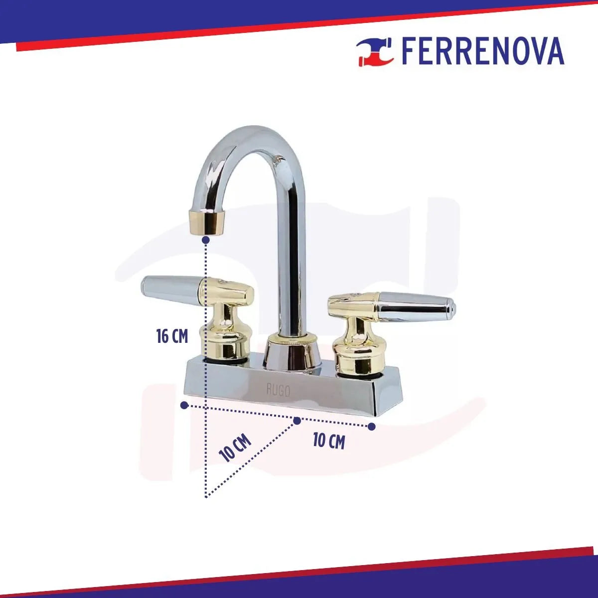 Mezcladora Marsella 4 P/lavabo Rugo Plateado Brillante 24-LC
