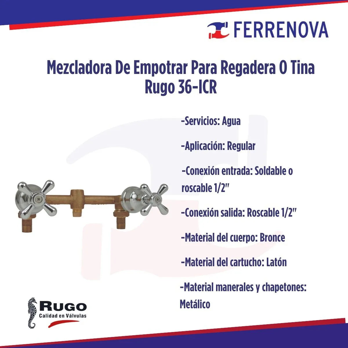 Mezcladora P/Regadera C/Manrles Rugo 36-ICR