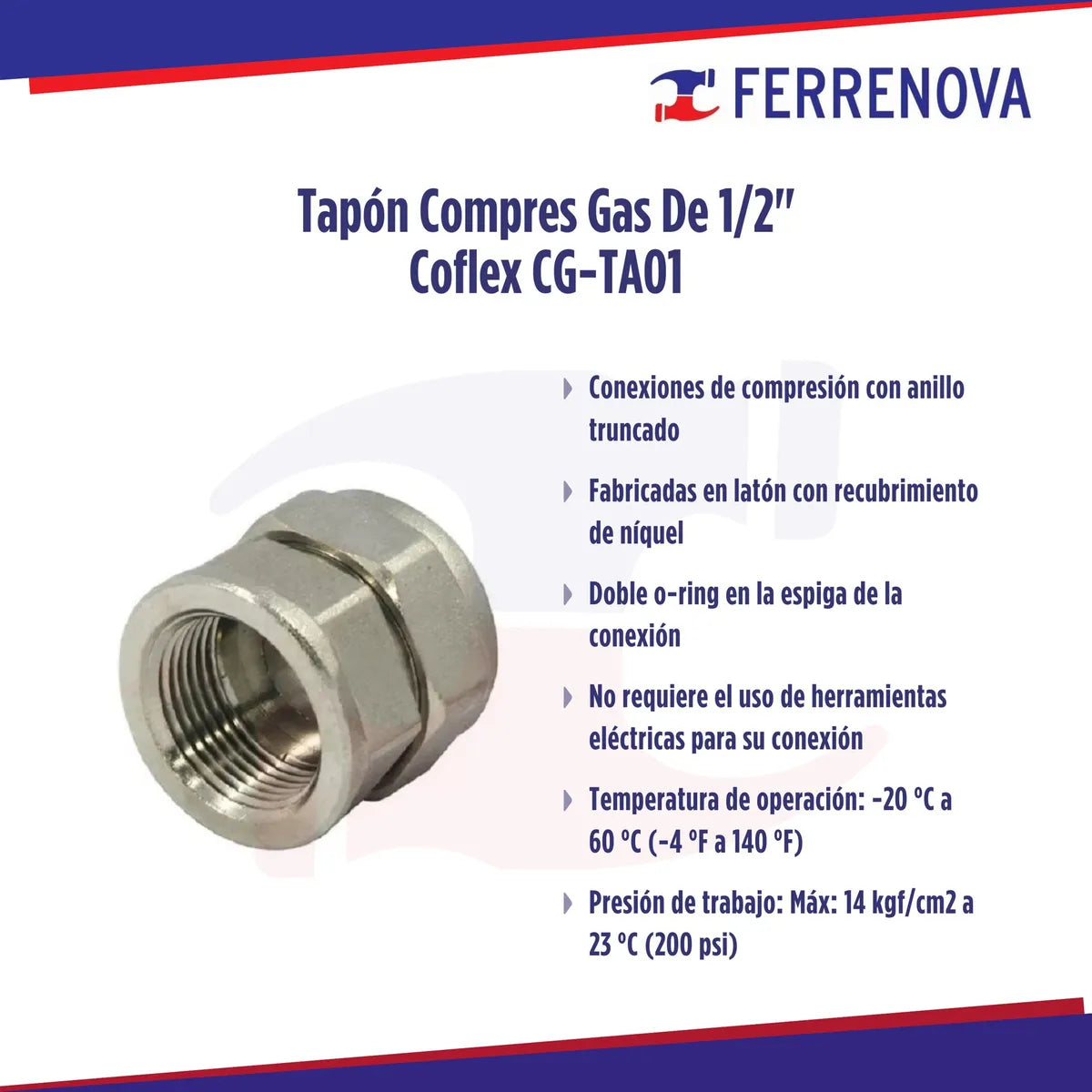 Tapón Compres Gas De 1/2 Coflex Cg-ta01