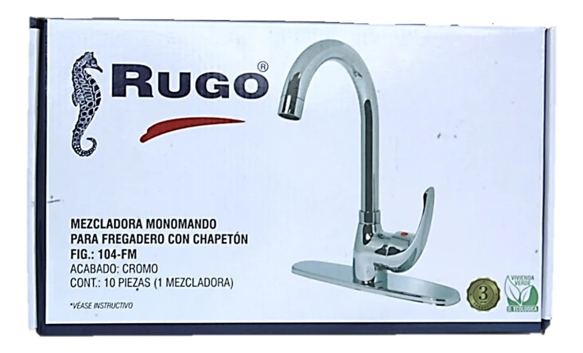 Mezcladora Monomando Para Fregadero Cha. 104-Fm Rugo