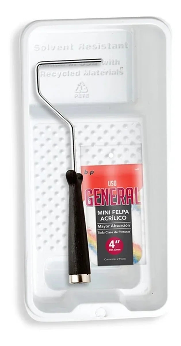 Kit Mini Charola, Maneral Y Felpas De 4 Pulgadas Byp