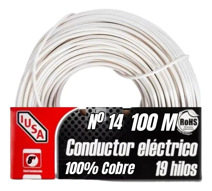 Cable Electrico Iusa Cobre Puro Thw Calibre #14 100m