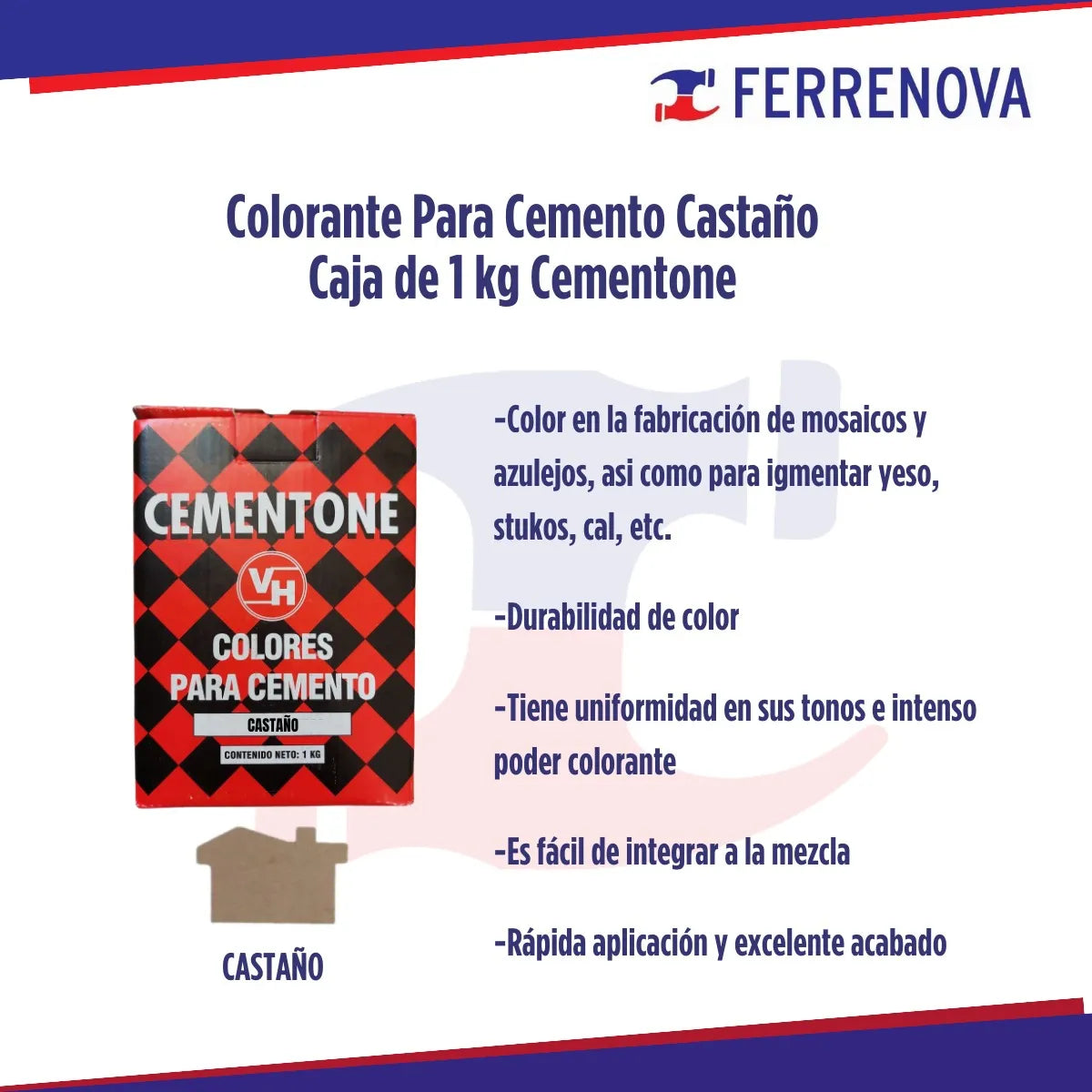 Colorante Para Cemento Castaño Caja De 1kg Cementone