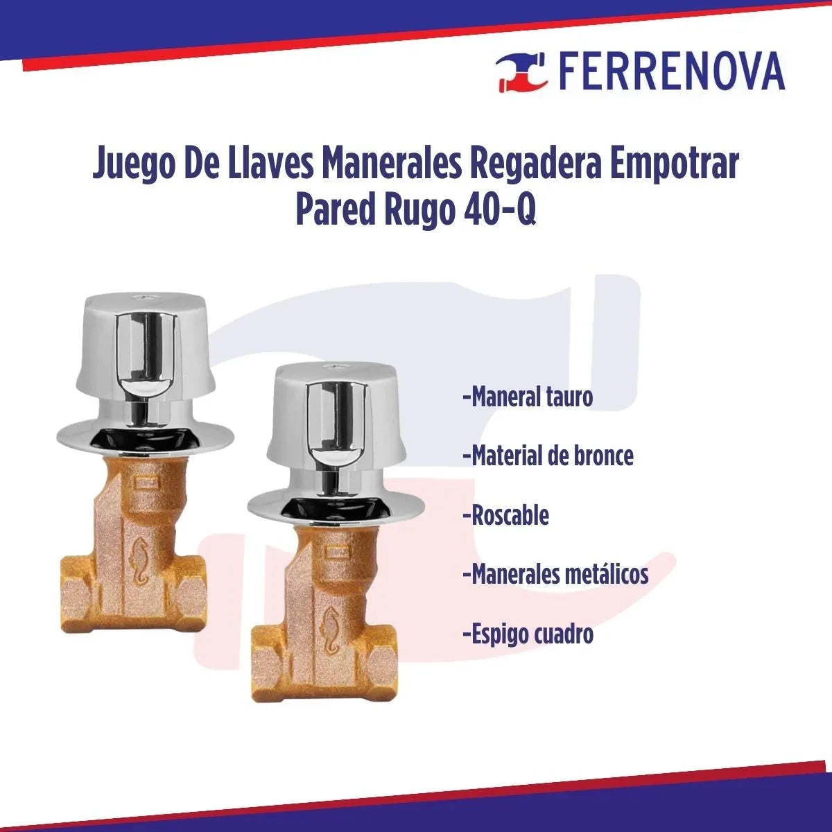 Juego De Llaves Manerales Regadera Empotrar Pared Rugo 40-Q