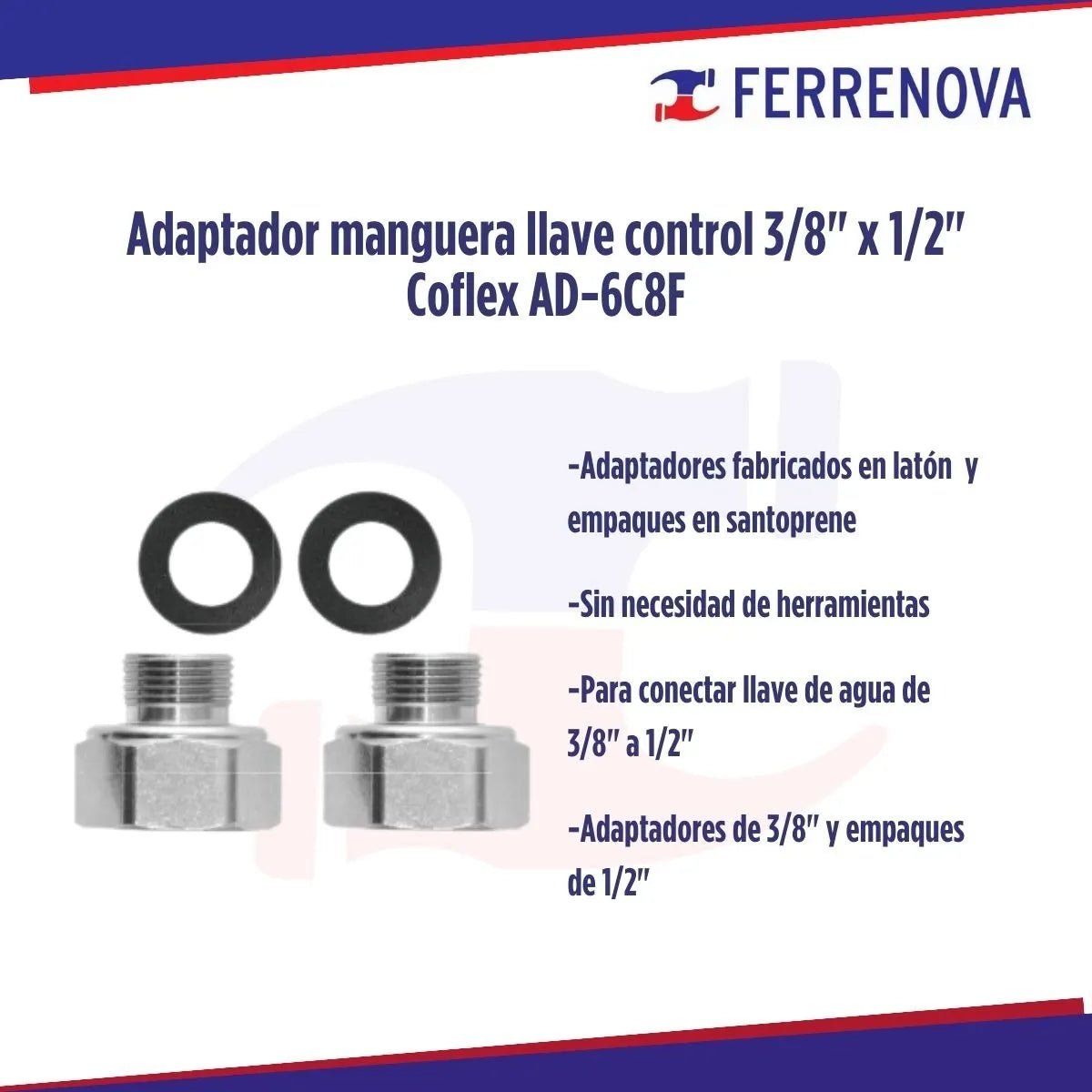 Adaptador Manguera Llave Control 3/8 X 1/2 Coflex Ad-6c8f