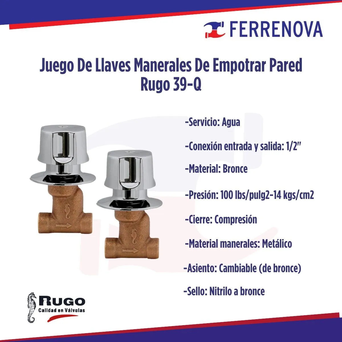 Juego De Llaves Manerales De Empotrar Pared Rugo 39-Q