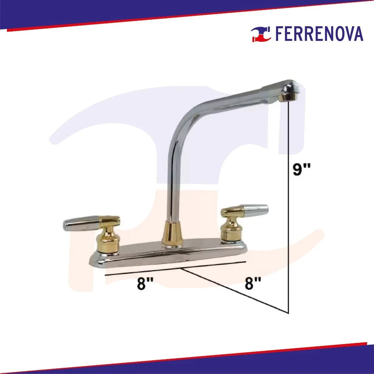 Mezcladora Para Fregadero 8-Ipo Oro/Cromo Rugo