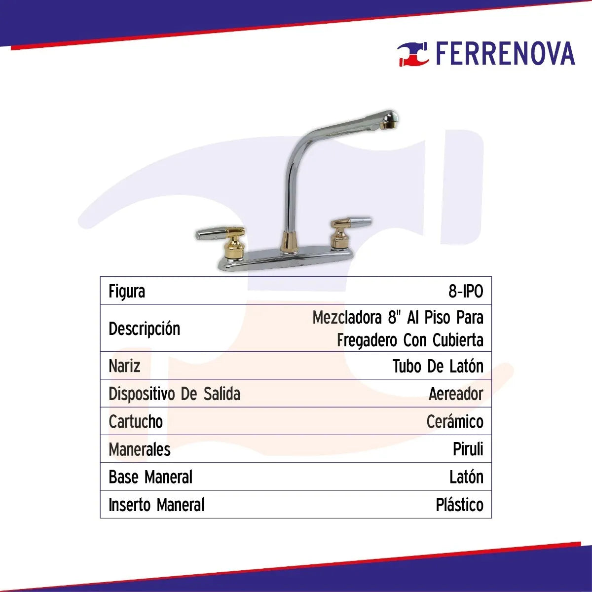 Mezcladora Para Fregadero 8-Ipo Oro/Cromo Rugo