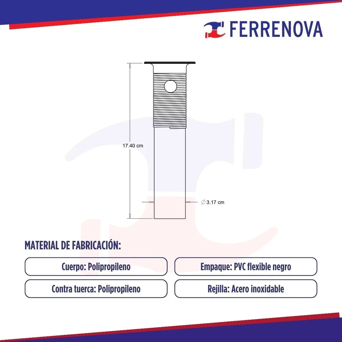 Contra Para Lavabo Plastico Rejilla Acero Inox Coflex Ph-203