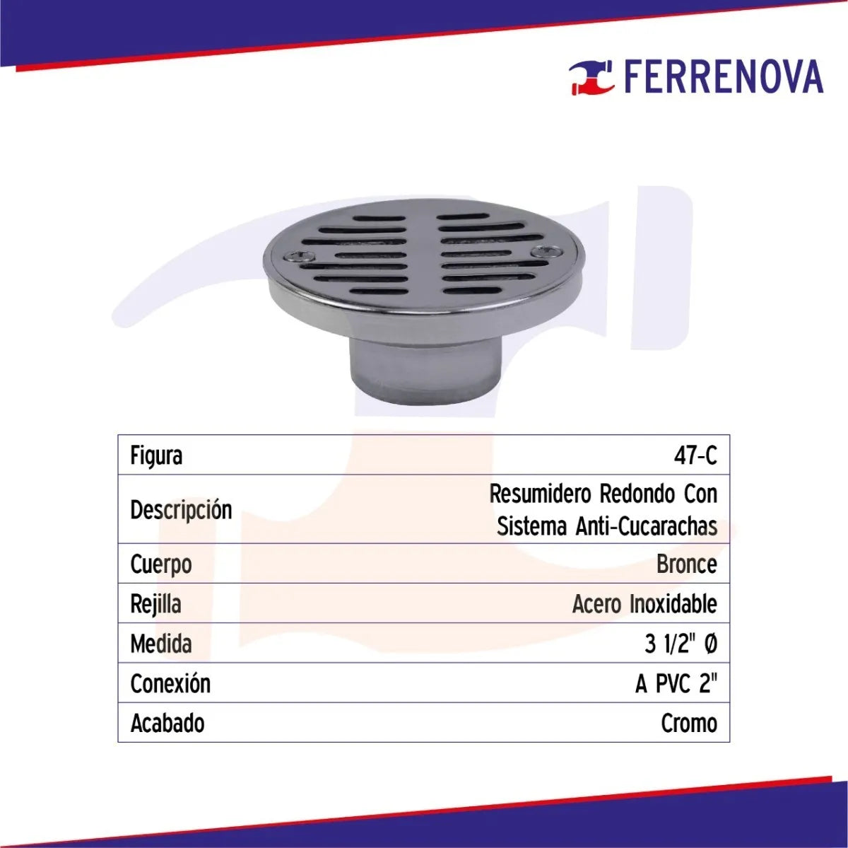 Resumidero Coladera Acero Inox Anticucarachas Rugo 47-C