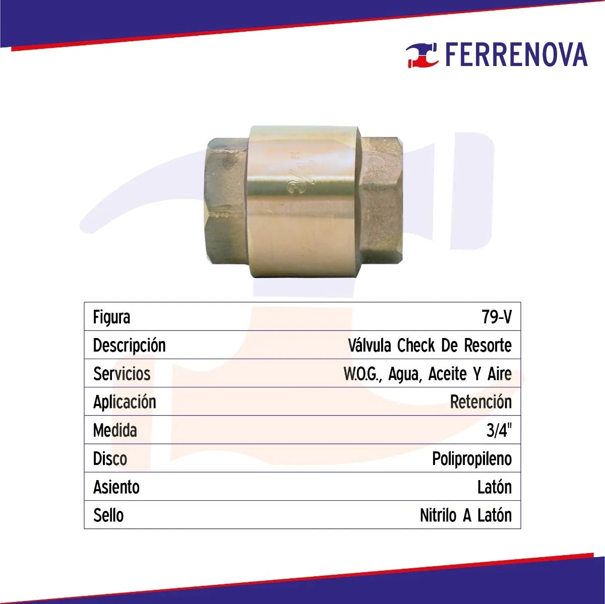 Valvula Check De Resorte Roscada 3/4 Rugo 79-v