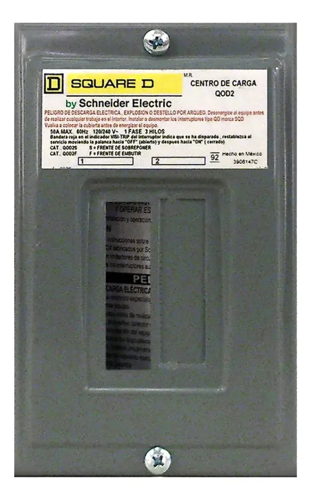 Centro De Carga Para 2 Pastillas Sobreponer Square D Qod2s