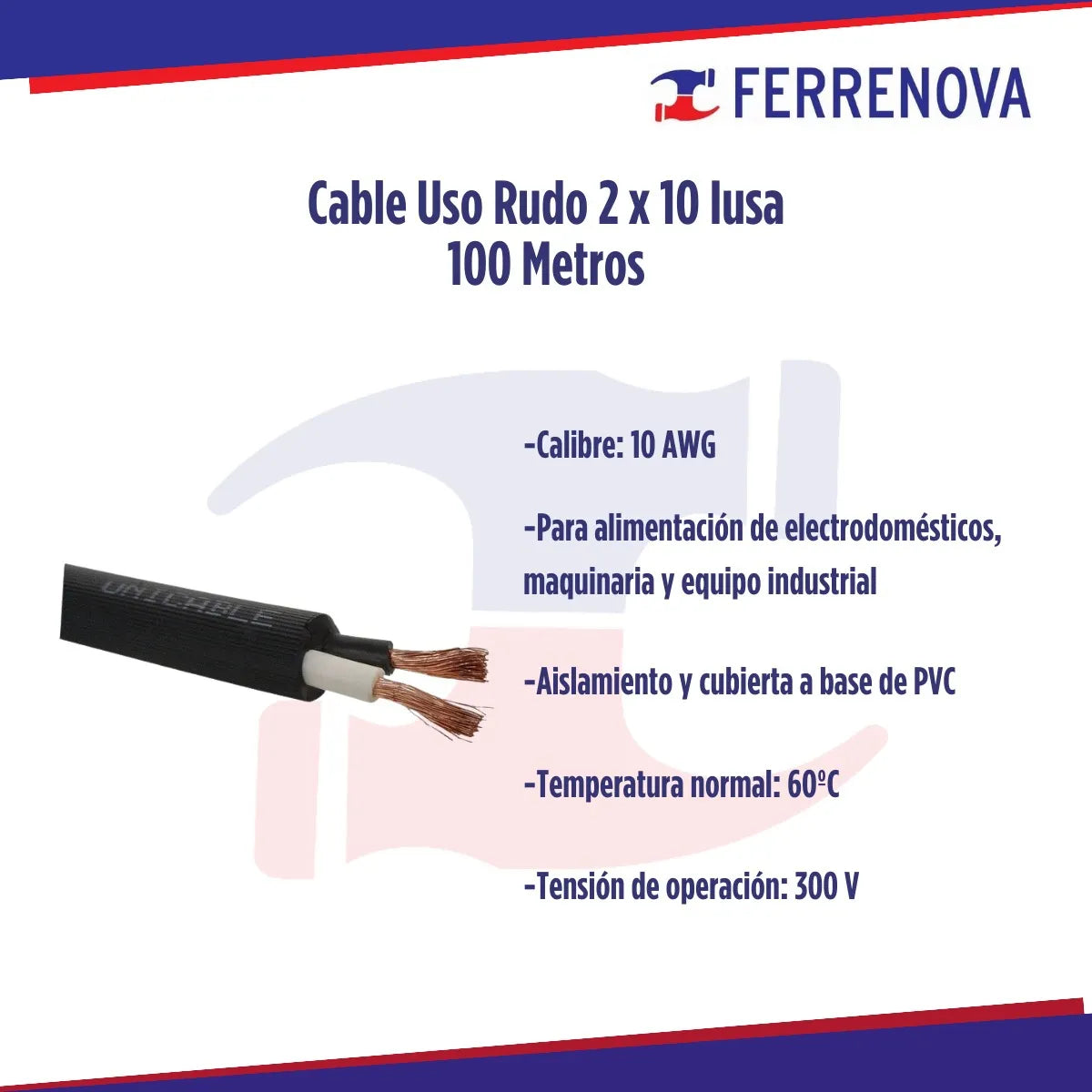 Cable Uso Rudo 2 X 10 X 100 Metros - Iusa