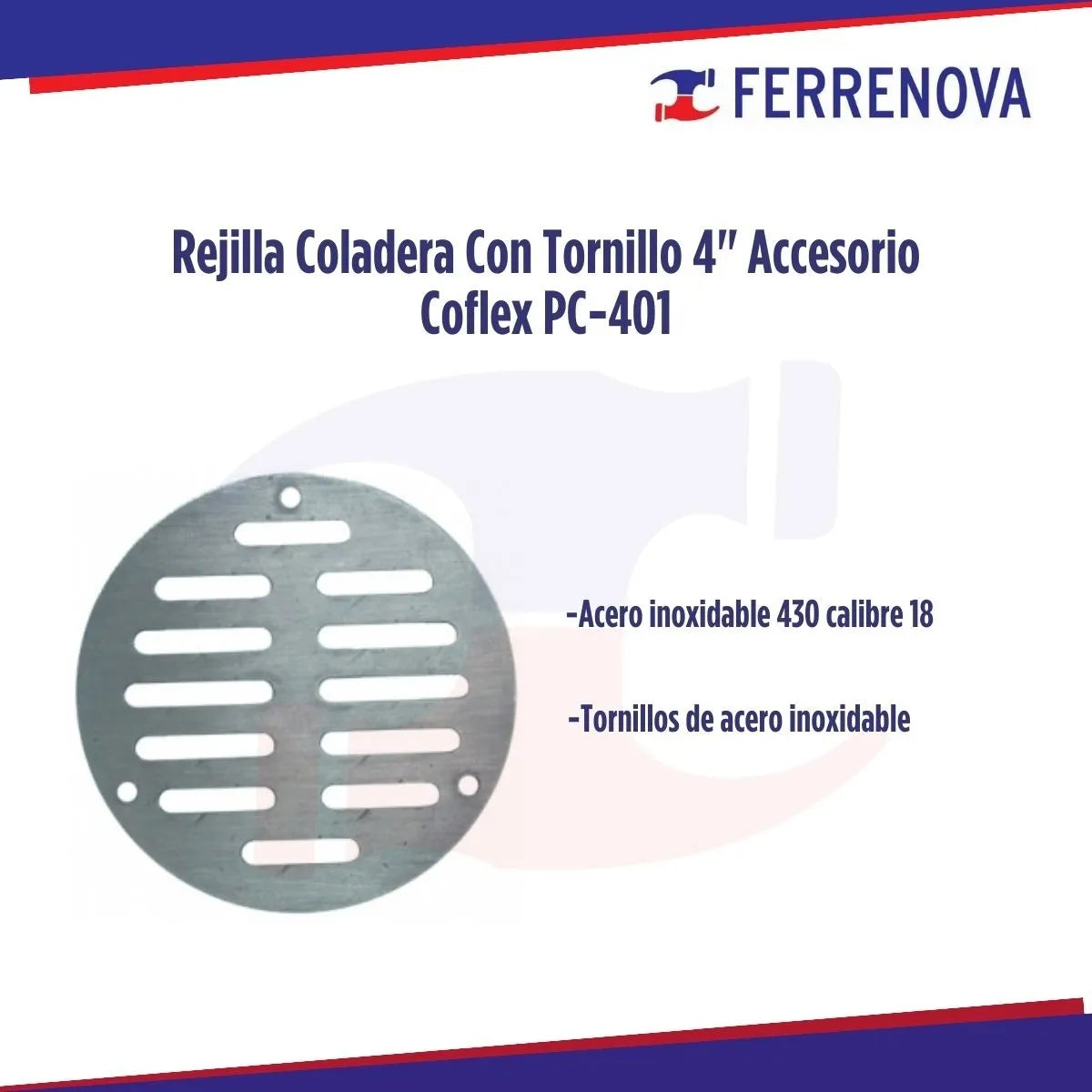 Rejilla Para Coladera 4" Con Tornillos Coflex Pc-401