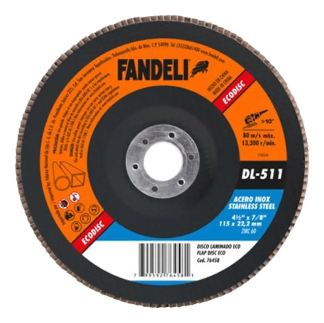 Disco Laminado Zirc-60 Inoxidable 4 1/2 Fandeli 76458 DL-511