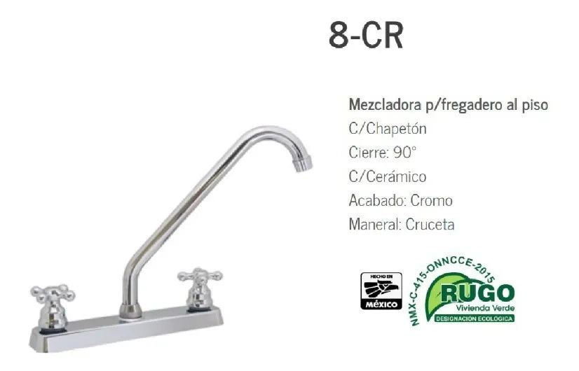Mezcladora Para Fregadero 8-Cr M/Cruceta Rugo