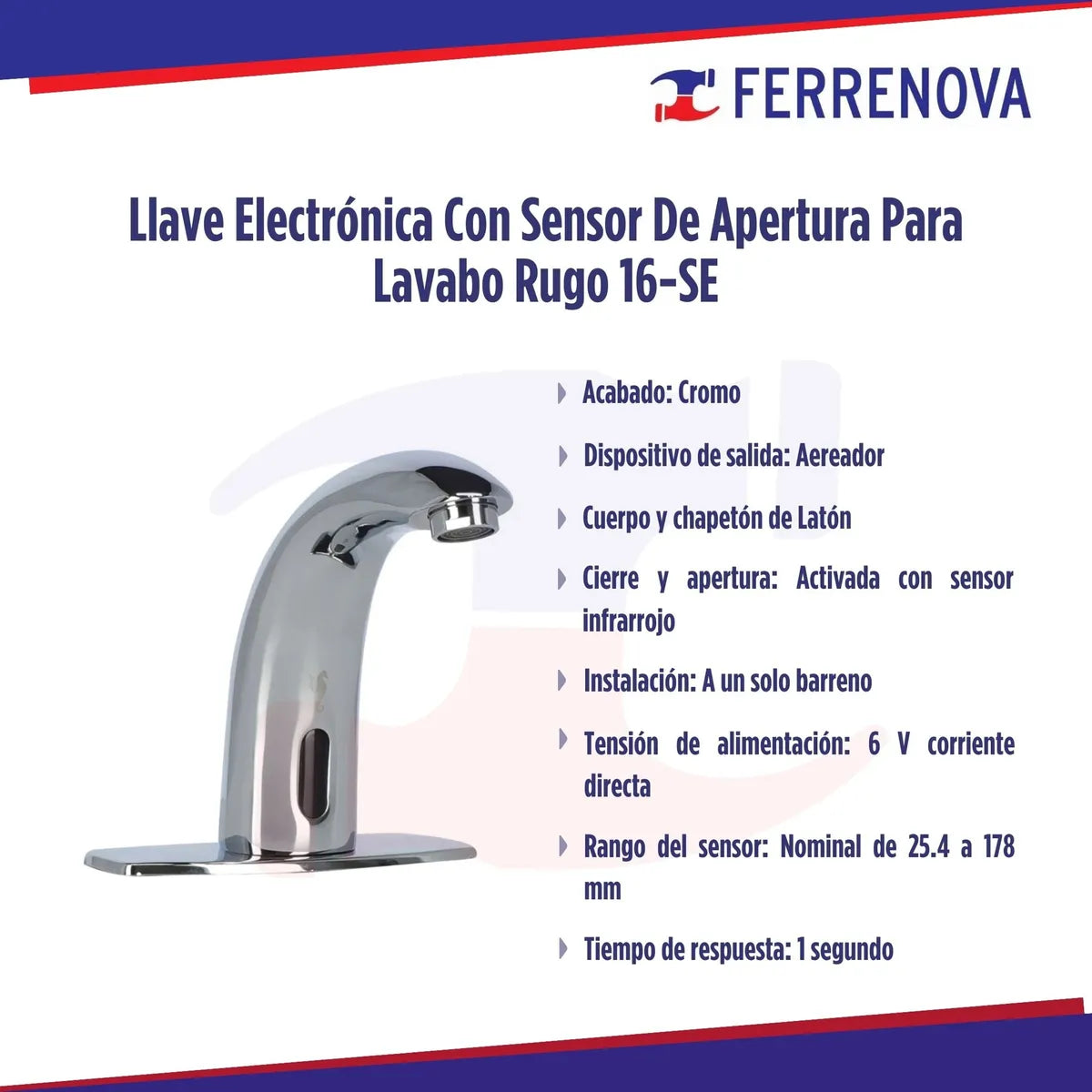 Llave Electronica C/sensor De Apertura P/ Lavabo Rugo 16-SE