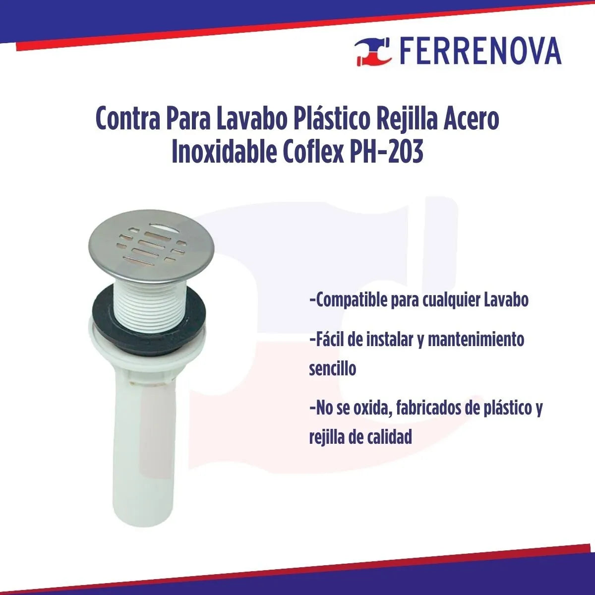 Contra Para Lavabo Plastico Rejilla Acero Inox Coflex Ph-203