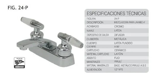 Mezcladora Para Lavavo 4 Rugo 24-p