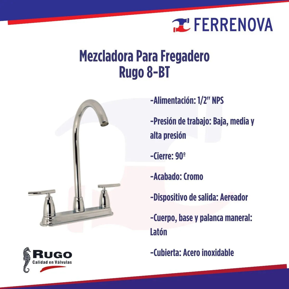 Mezcladora Para Fregadero Rugo 8-bt