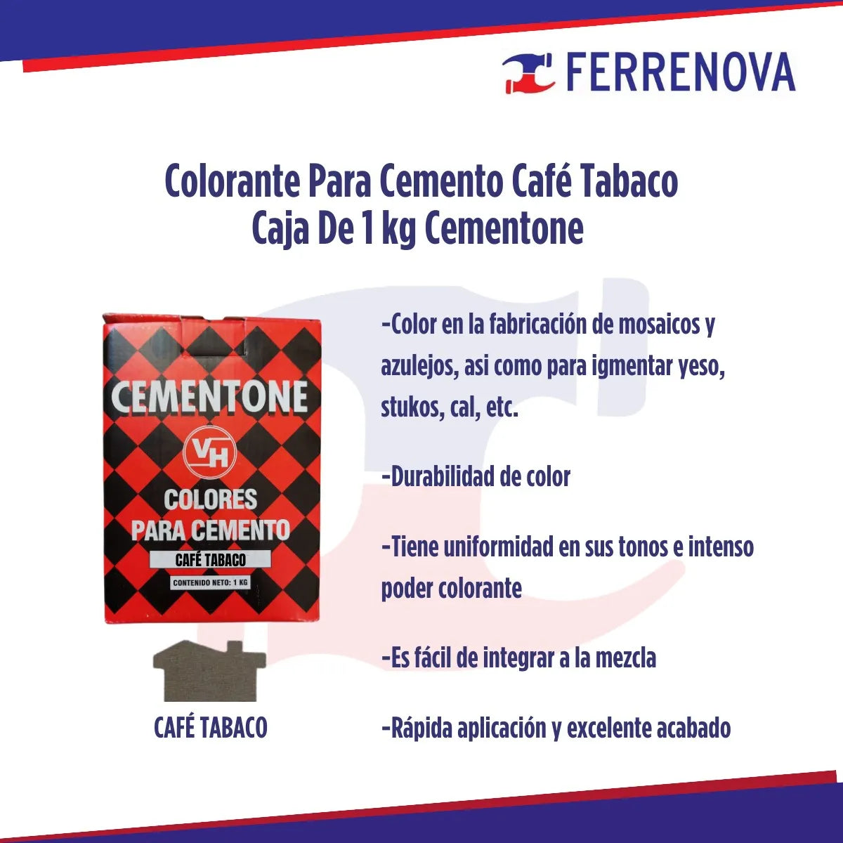 Colorante Para Cemento Cafe Tabaco Caja De 1kg Cementone