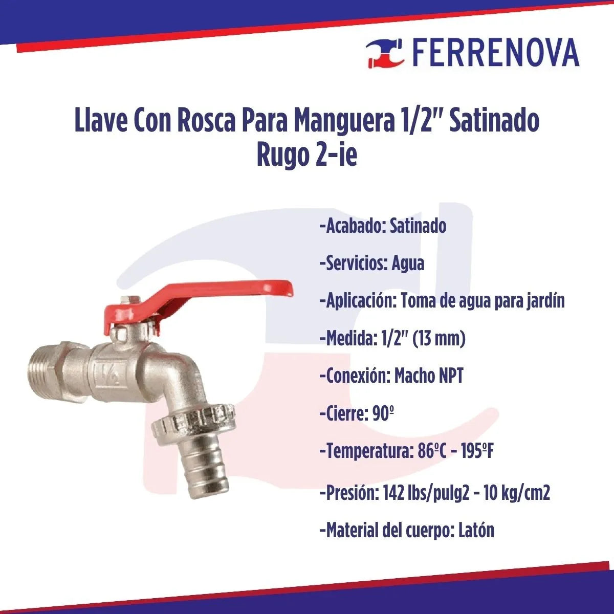 Llave C/rosca P/manguera 1/2 Satinado Rugo 2-ie