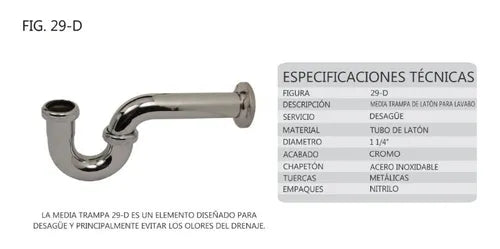 Trampa P/Lavabo Laton S/Contra 29-D Rugo