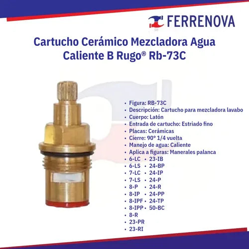 Cartucho Rb-73C Ceramico P/Mezcla. Rugo