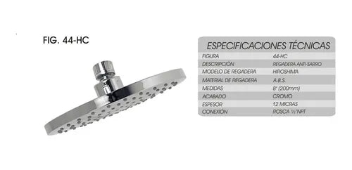Regadera Hiroshima Redonda 44-Hc Rugo