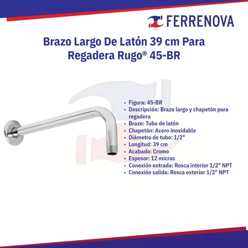 Brazo Redondo Largo Latón 45-BR Rugo