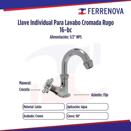 Llave Individual P/Lavabo 16-Bc Rugo