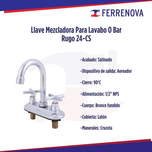 Mezcladora P/Bar 4" 24-Cs Satin Rugo