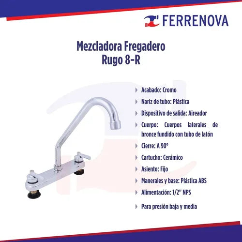 Mezcladora P/Freg 8-R M/Palanca Rugo