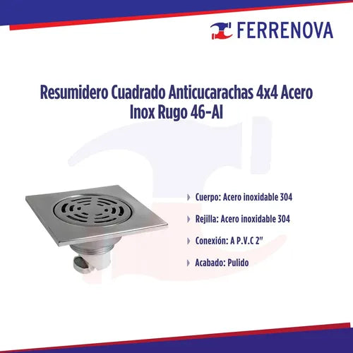 Resumidero Cuadrado Anticucarachas 46-Ai Rugo