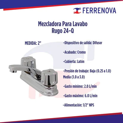 Mezcladora P/Lavabo 24-Q M/Tauro Rugo